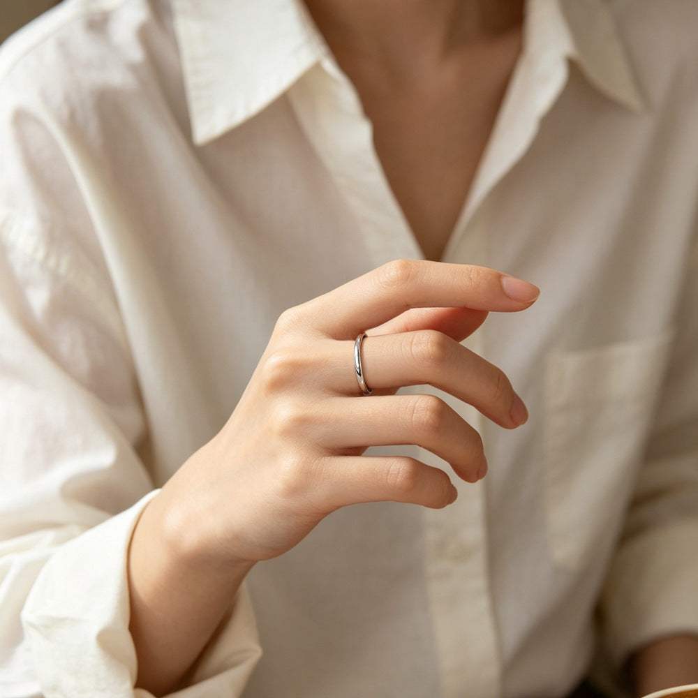Simple Style Crown Band Ring In Durable Titanium Steel For Unisex Wear