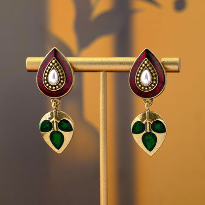 Retro Water Droplets Zinc Alloy Earrings For Unisex, Featuring Clip-On Design
