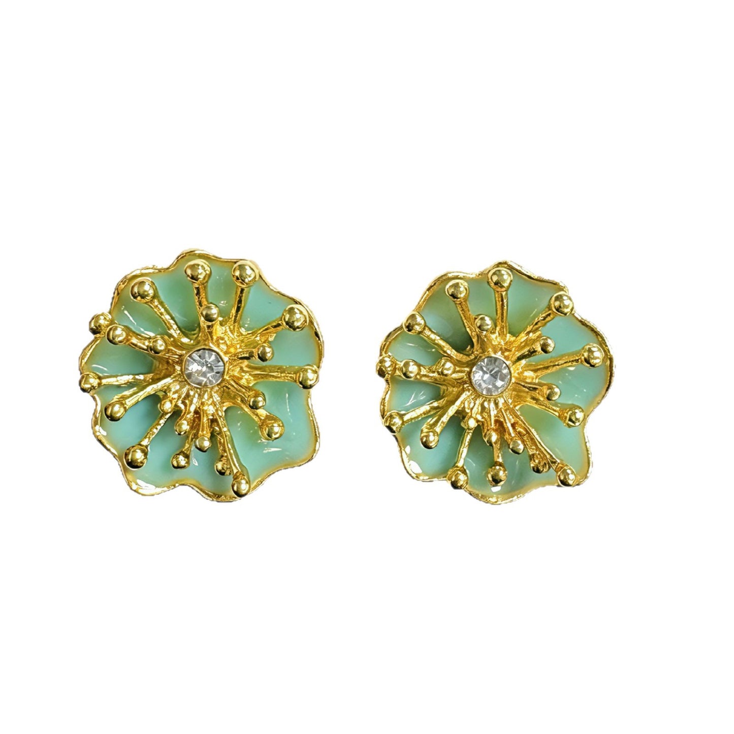 Red Enamel Flowers Stud Earrings For Women With 925 Sterling Silver Posts And Zinc Alloy Design