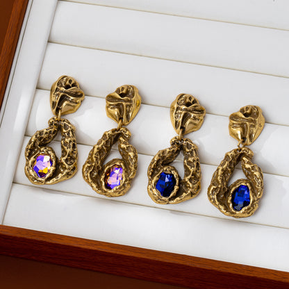 Folds For Women Blue Zinc Alloy Earrings Featuring 925 Sterling Silver Stud Posts