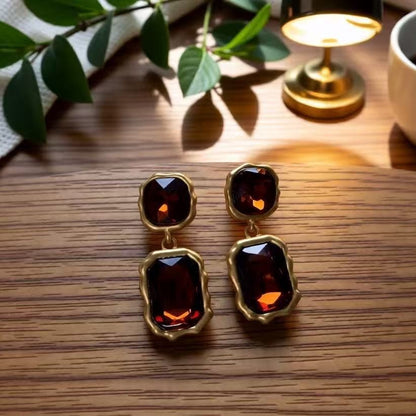 Geometric Blue Crystal Earrings For Women In Zinc Alloy With 925 Sterling Silver Studs