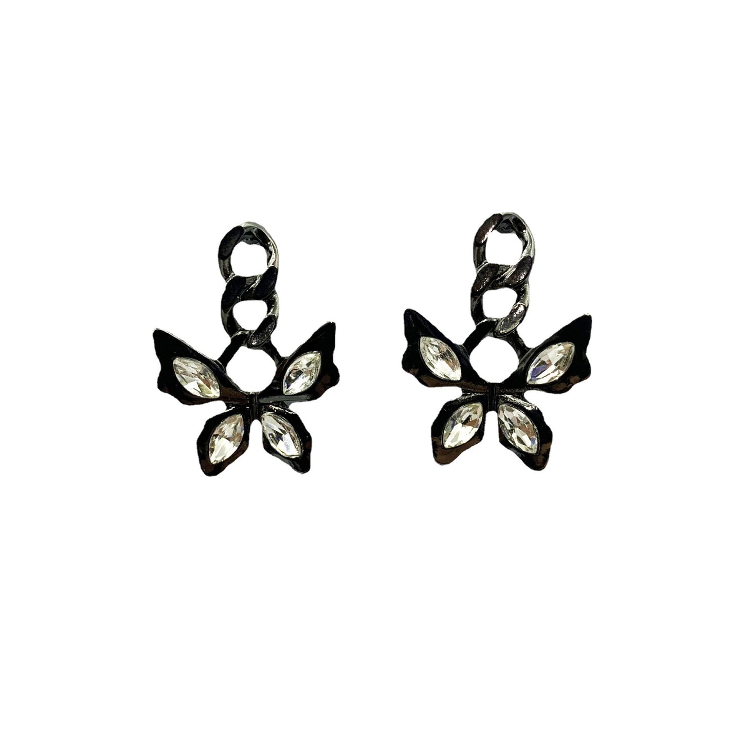 Butterfly Stud Earrings With 925 Sterling Silver Ear Pins And Crystal Inlay Featuring Stoving Varnish Finish