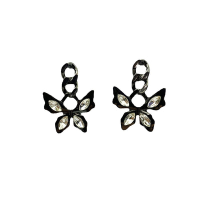 Butterfly Stud Earrings With 925 Sterling Silver Ear Pins And Crystal Inlay Featuring Stoving Varnish Finish