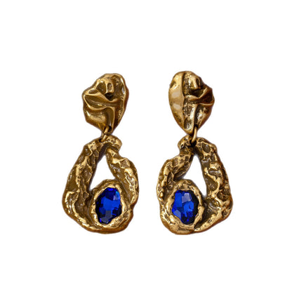 Folds For Women Blue Zinc Alloy Earrings Featuring 925 Sterling Silver Stud Posts