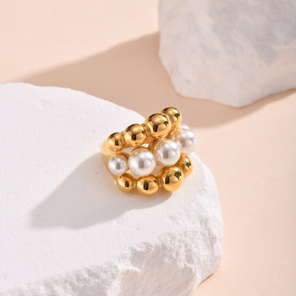 Sweet Irregular Titanium Steel Ring For Women, Waterproof Non Tarnish With Electroplated Gold Plating Process