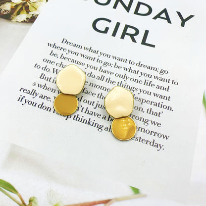 Color Block Stud Earrings For Women In Alloy With Enamel And Artificial Gemstones
