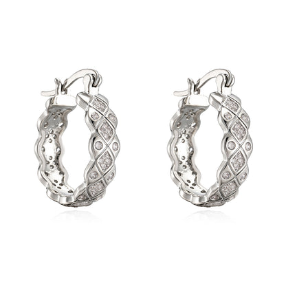 Geometric Micro Pave Earrings For Women In Copper With 18K Real Gold Water Plating And Zircon Inlay