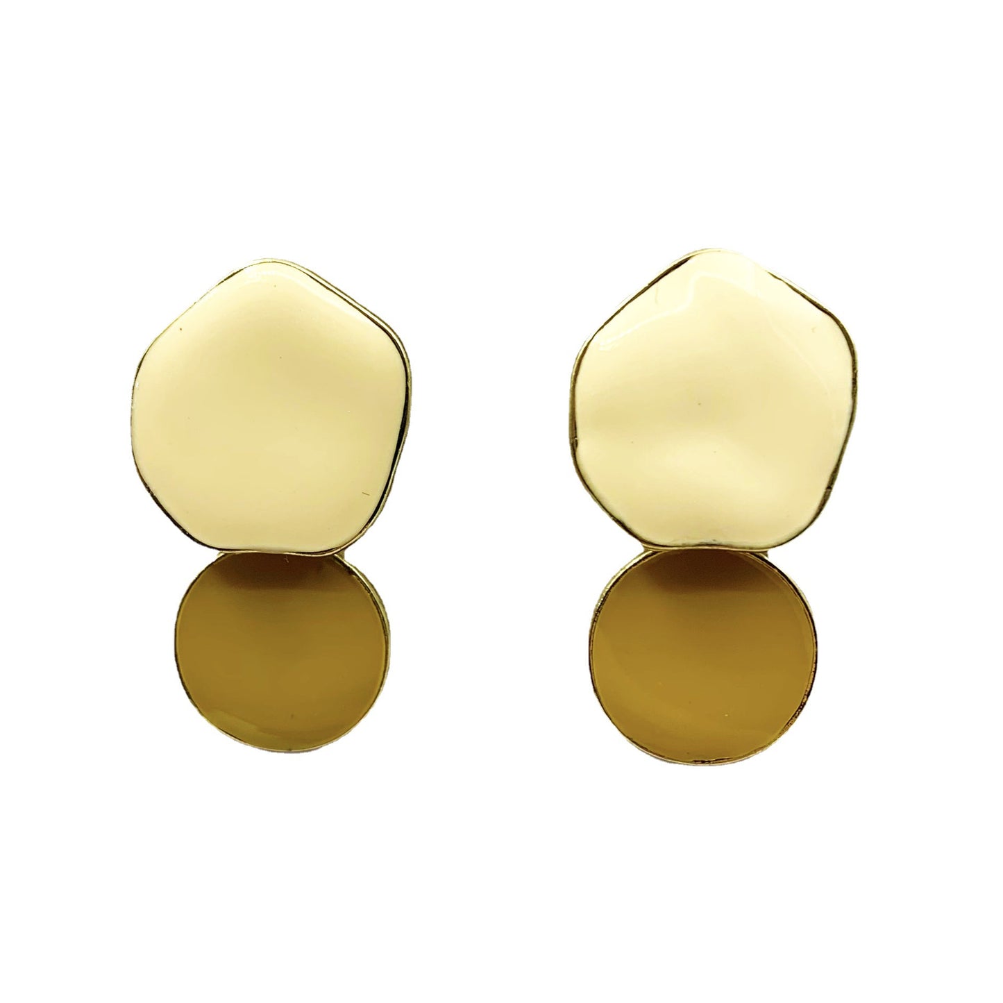 Color Block Stud Earrings For Women In Alloy With Enamel And Artificial Gemstones