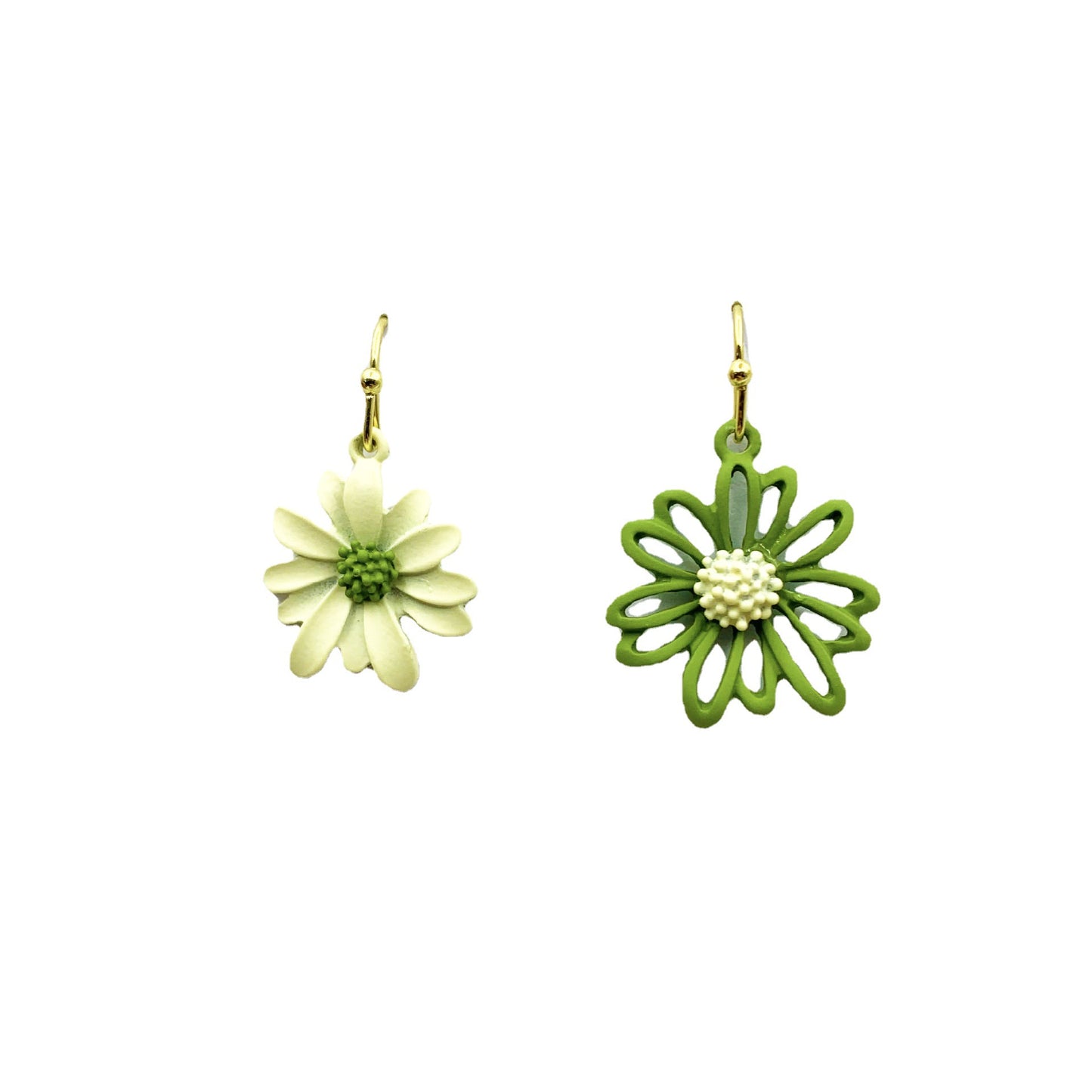 Daisy Asymmetrical Earrings For Women With Alloy And Artificial Gemstones