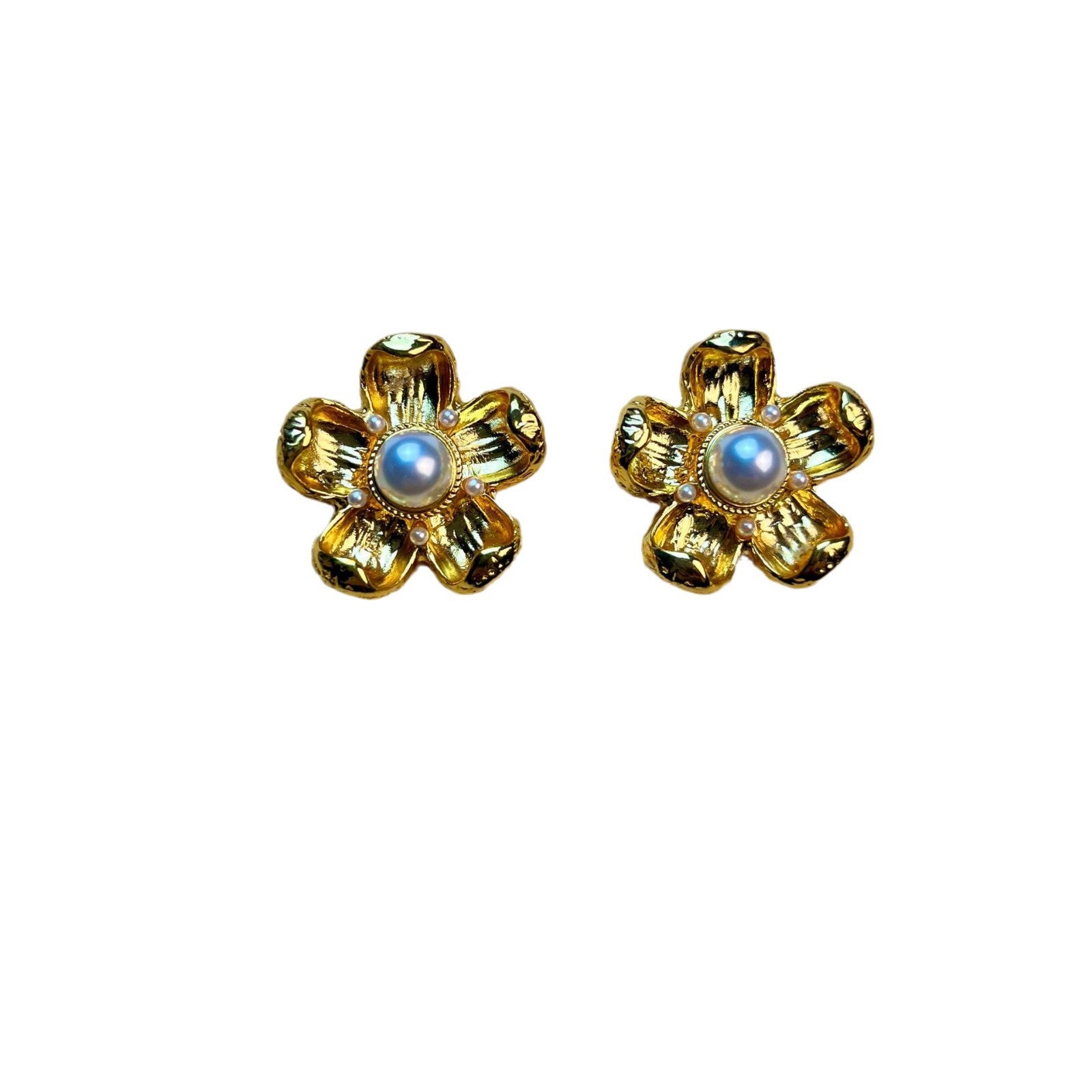 Flowers For Women Stud Earrings In Maillard Style With 925 Sterling Silver Posts And Zinc Alloy Design