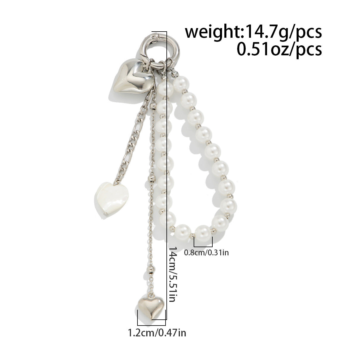 Heart Shape Jewelry Buckle In Alloy With White K Electroplated Coating 0.03µm-0.05µm Featuring Twisted Rope Chain, 1 Piece