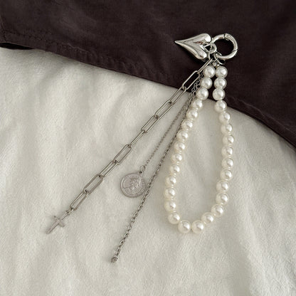 Heart Shape Jewelry Buckle In Alloy With White K Electroplated Coating 0.03µm-0.05µm Featuring Twisted Rope Chain, 1 Piece
