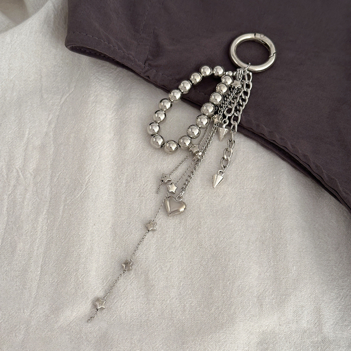 Heart Shape Jewelry Buckle In Alloy With White K Electroplated Coating 0.03µm-0.05µm Featuring Twisted Rope Chain, 1 Piece
