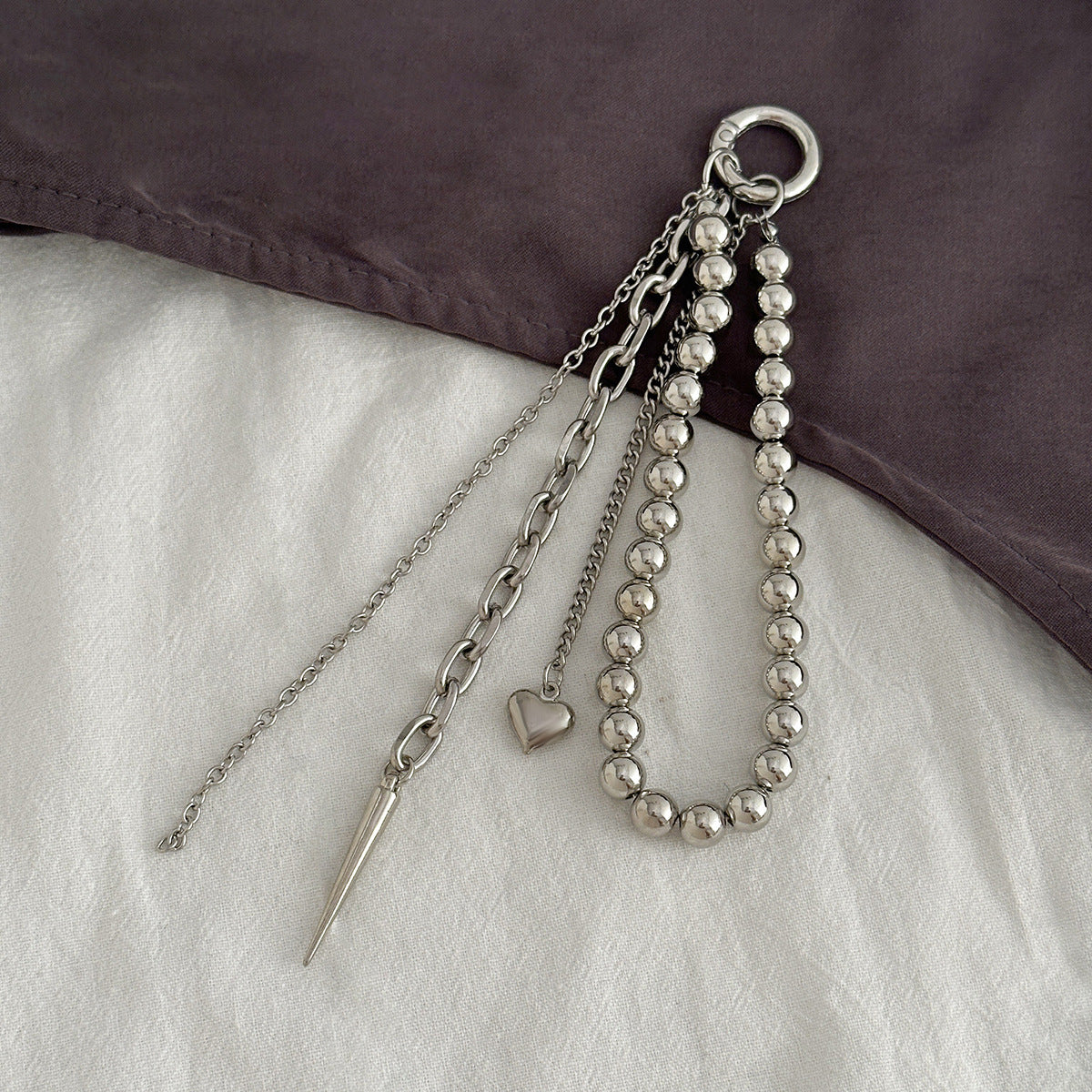 Heart Shape Jewelry Buckle In Alloy With White K Electroplated Coating 0.03µm-0.05µm Featuring Twisted Rope Chain, 1 Piece