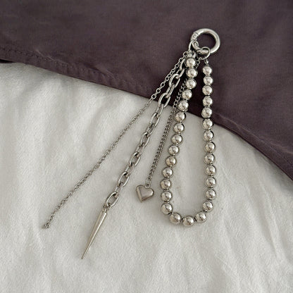 Heart Shape Jewelry Buckle In Alloy With White K Electroplated Coating 0.03µm-0.05µm Featuring Twisted Rope Chain, 1 Piece