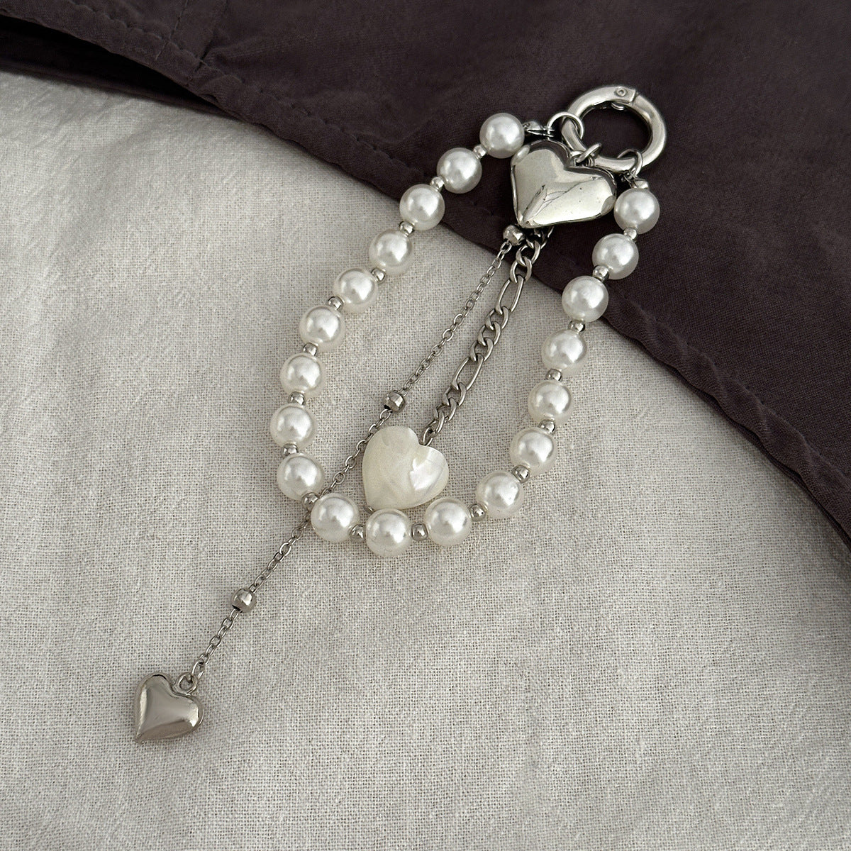 Heart Shape Jewelry Buckle In Alloy With White K Electroplated Coating 0.03µm-0.05µm Featuring Twisted Rope Chain, 1 Piece