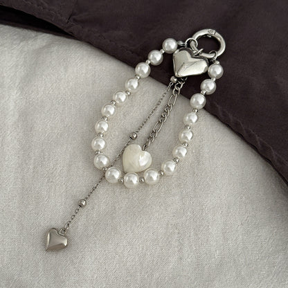Heart Shape Jewelry Buckle In Alloy With White K Electroplated Coating 0.03µm-0.05µm Featuring Twisted Rope Chain, 1 Piece