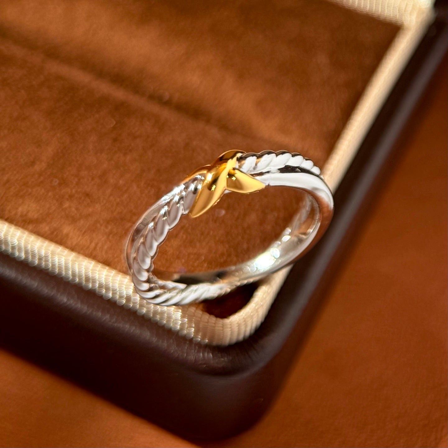 Crossover Rings For Women Featuring Waterproof Non Tarnish Brass With Real Gold Plated Water Plating And 0.03µm-0.05µm Thickness