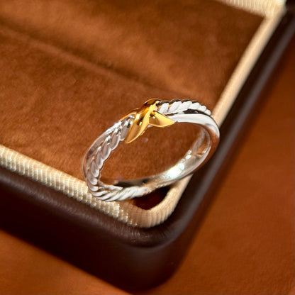 Crossover Rings For Women Featuring Waterproof Non Tarnish Brass With Real Gold Plated Water Plating And 0.03µm-0.05µm Thickness