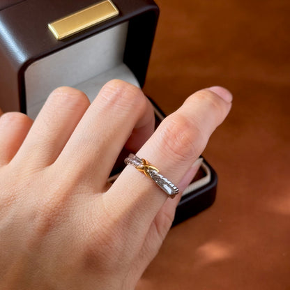 Crossover Rings For Women Featuring Waterproof Non Tarnish Brass With Real Gold Plated Water Plating And 0.03µm-0.05µm Thickness