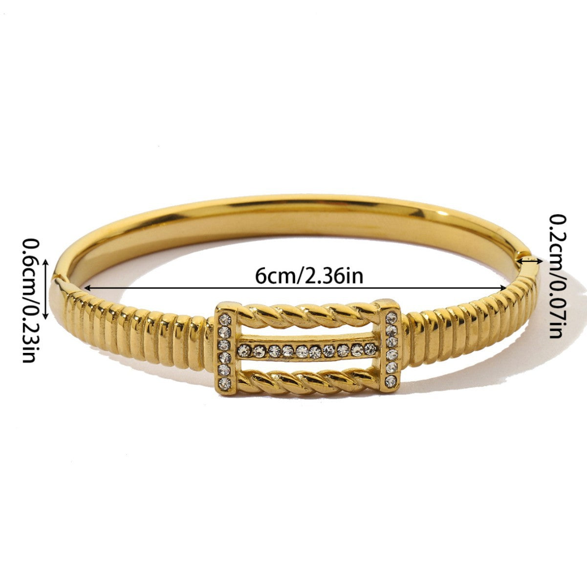 Women’s Circle Inlay Bangle In Titanium Steel With Gold Electroplated Finish