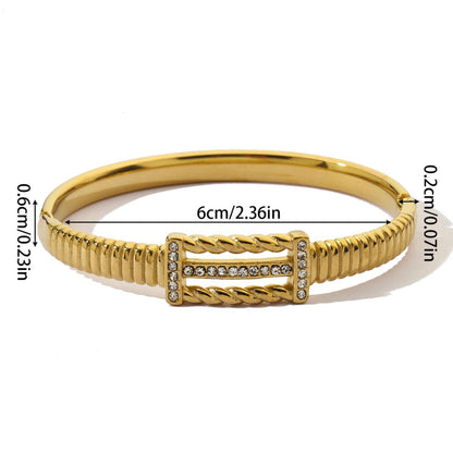Women’s Circle Inlay Bangle In Titanium Steel With Gold Electroplated Finish