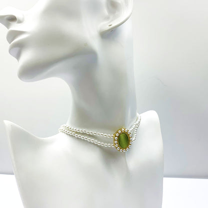 Pearl Gem Choker Necklace For Women, Featuring Gem Inlay, Perfect For Wedding Occasions