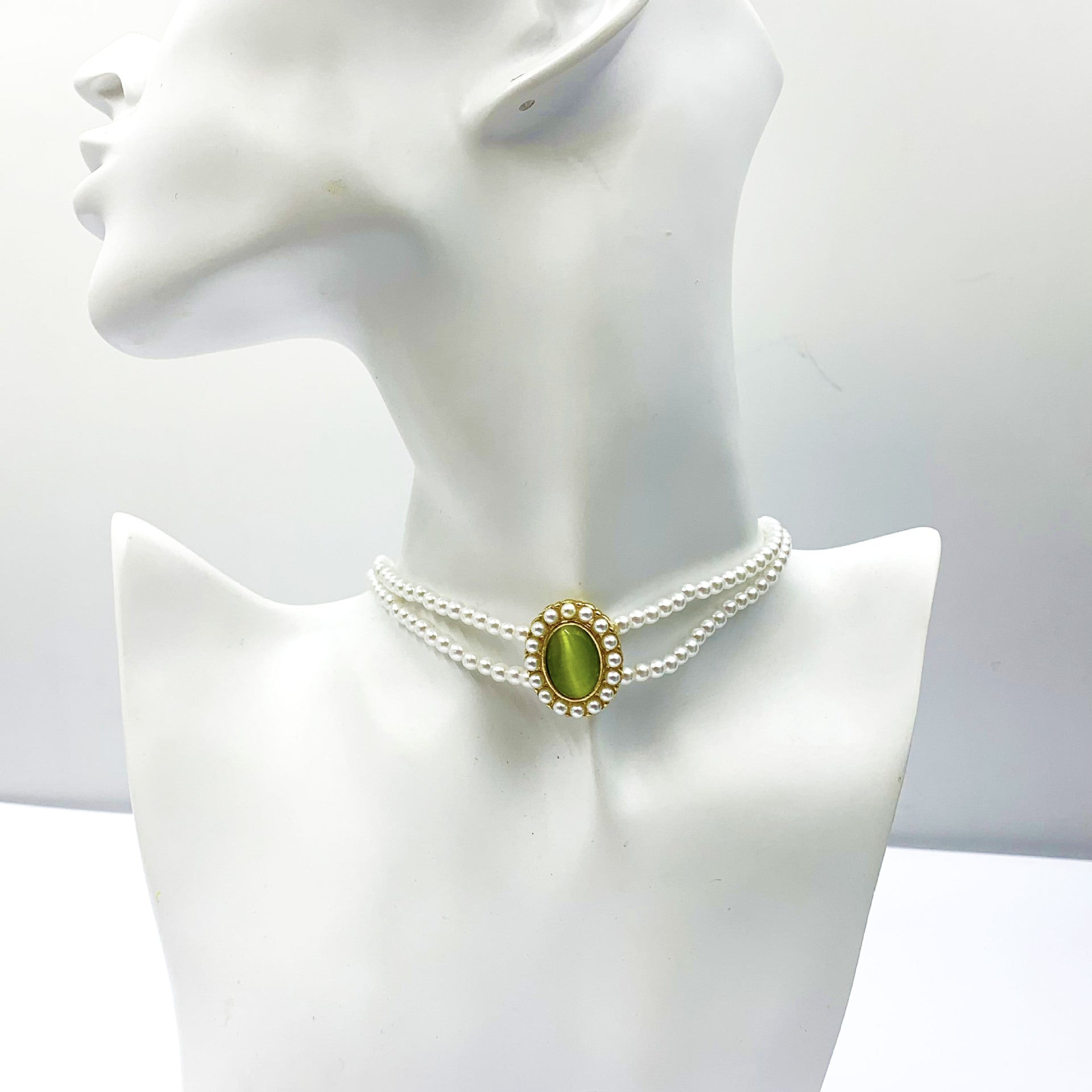 Pearl Gem Choker Necklace For Women, Featuring Gem Inlay, Perfect For Wedding Occasions