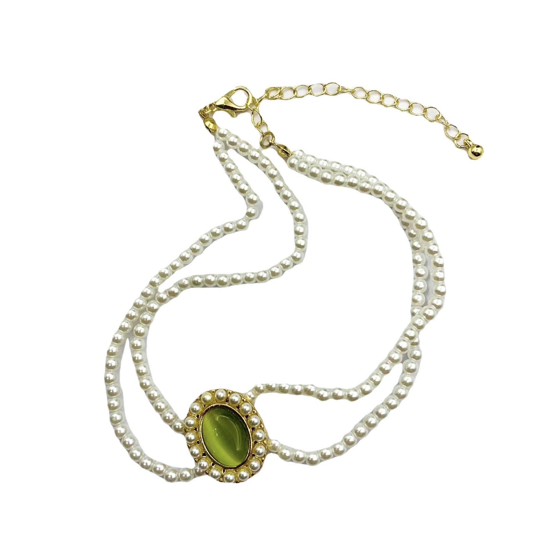 Pearl Gem Choker Necklace For Women, Featuring Gem Inlay, Perfect For Wedding Occasions