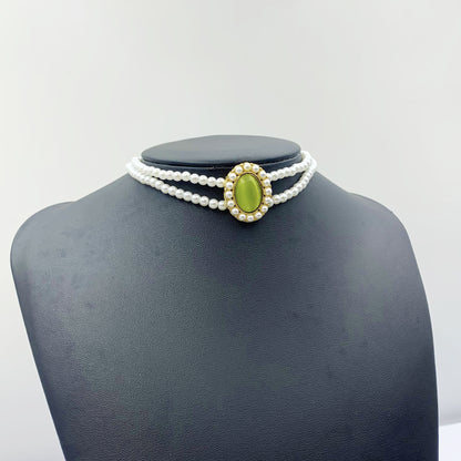 Pearl Gem Choker Necklace For Women, Featuring Gem Inlay, Perfect For Wedding Occasions