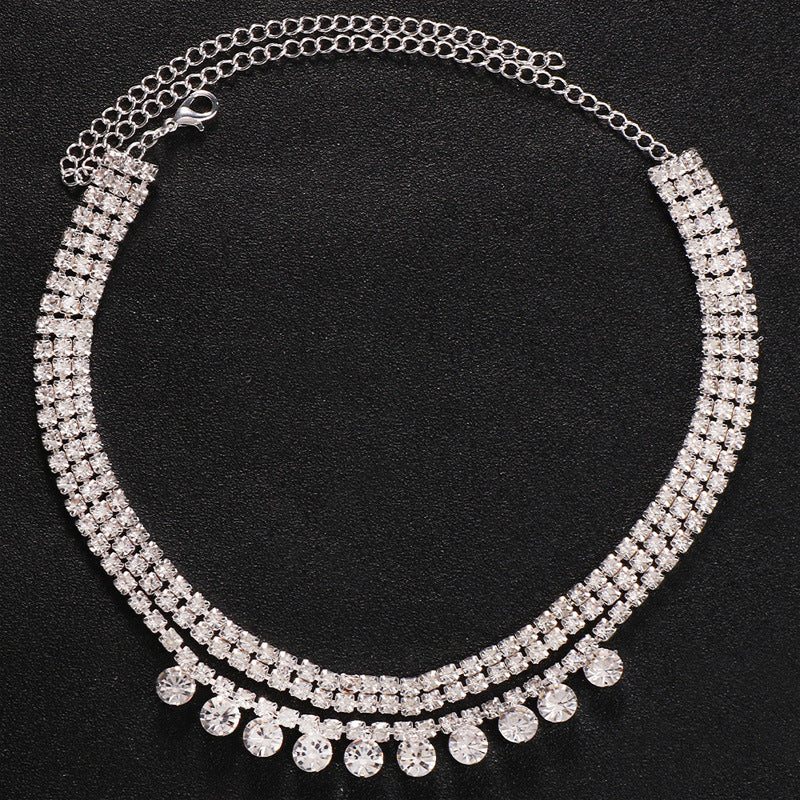 Gold Bow Tie Layered Necklace For Women With Alloy Pendant And Rhinestone Inlay On Tennis Chain