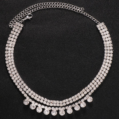 Gold Bow Tie Layered Necklace For Women With Alloy Pendant And Rhinestone Inlay On Tennis Chain