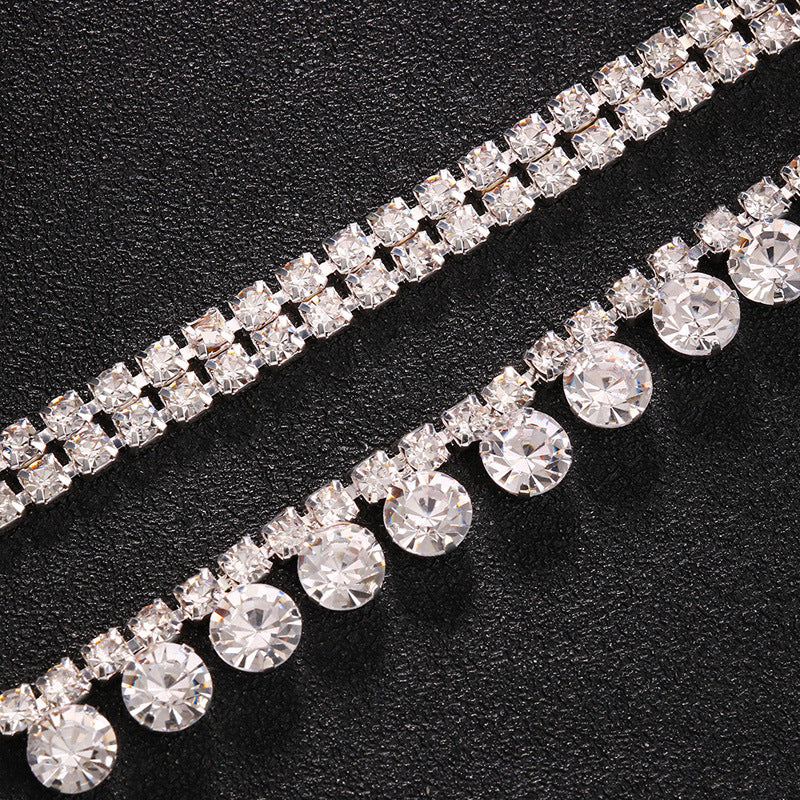 Gold Bow Tie Layered Necklace For Women With Alloy Pendant And Rhinestone Inlay On Tennis Chain