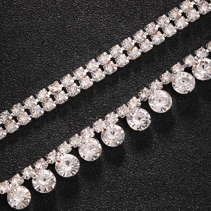 Gold Bow Tie Layered Necklace For Women With Alloy Pendant And Rhinestone Inlay On Tennis Chain