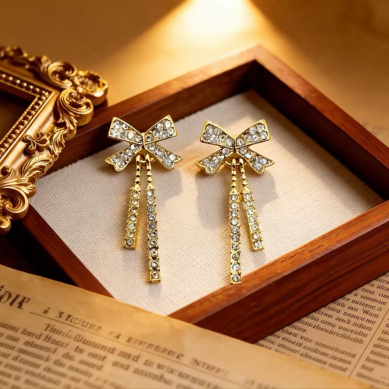 Bow Tie Stud Earrings For Women With 925 Sterling Silver Posts Featuring Tassel Design