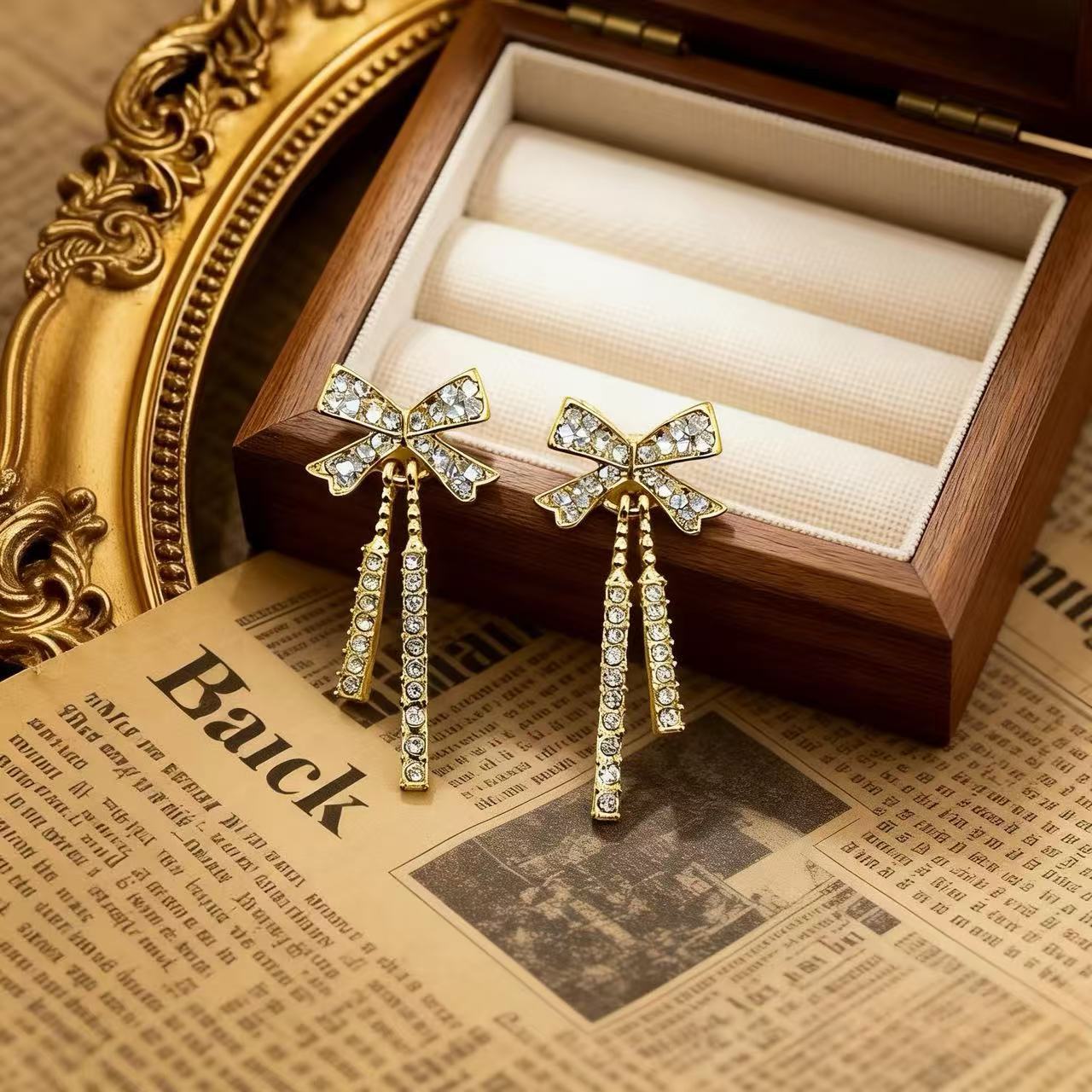 Bow Tie Stud Earrings For Women With 925 Sterling Silver Posts Featuring Tassel Design