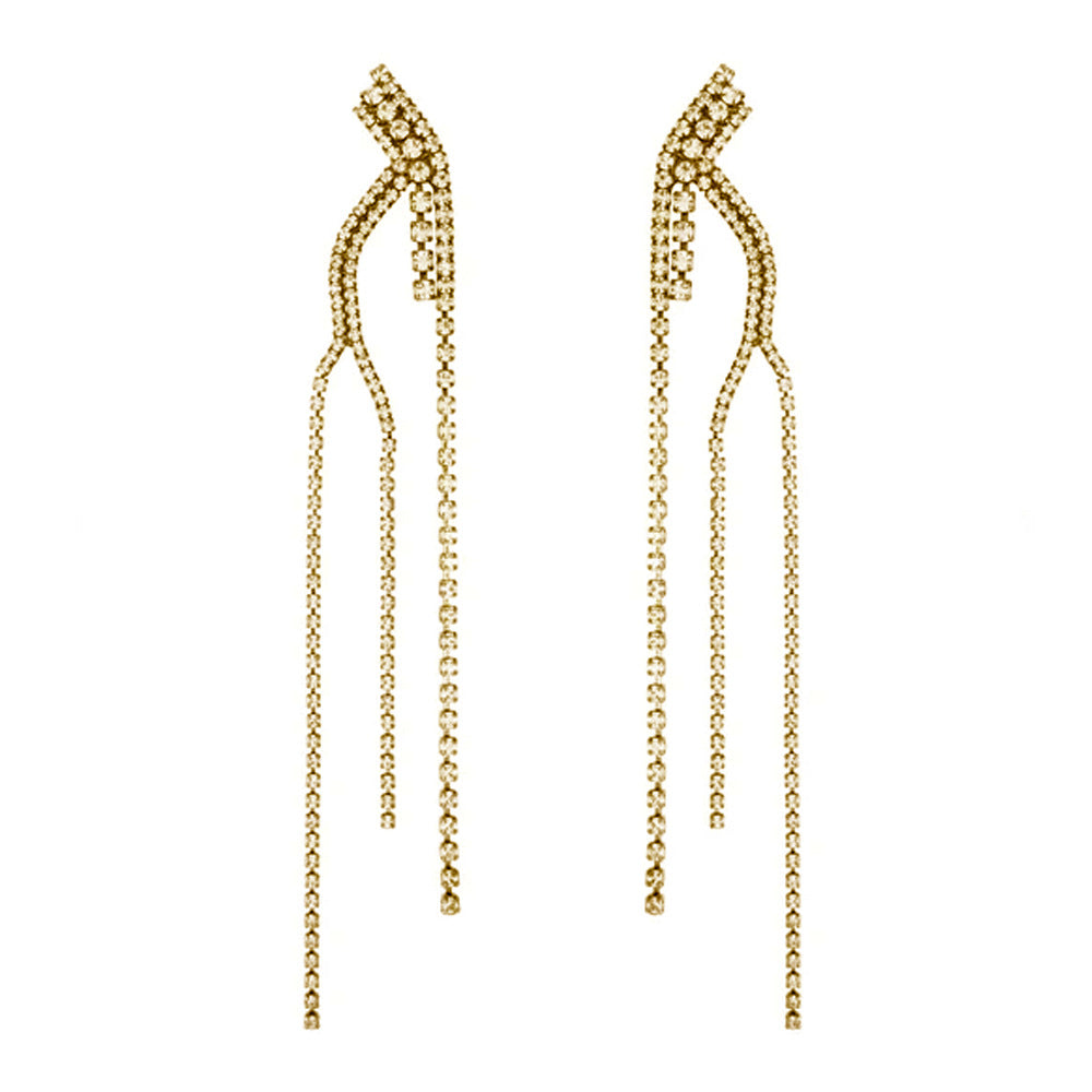 Women’s Tree Tassel Earrings In Silver Alloy With Rhinestone Inlay