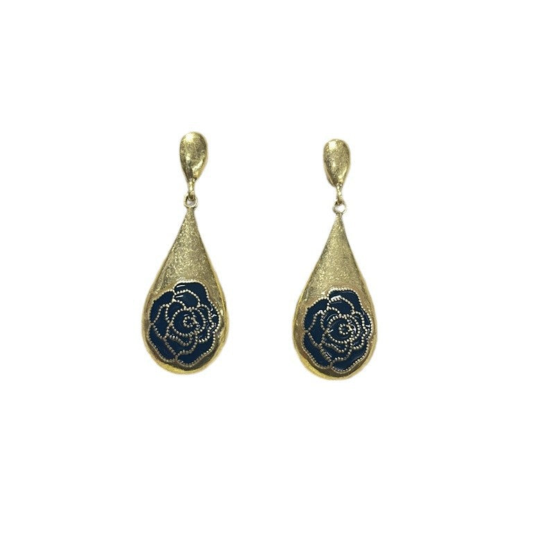 Gold Enamel Flowers Earrings For Unisex Featuring Alloy Material And 925 Sterling Silver Stud Posts