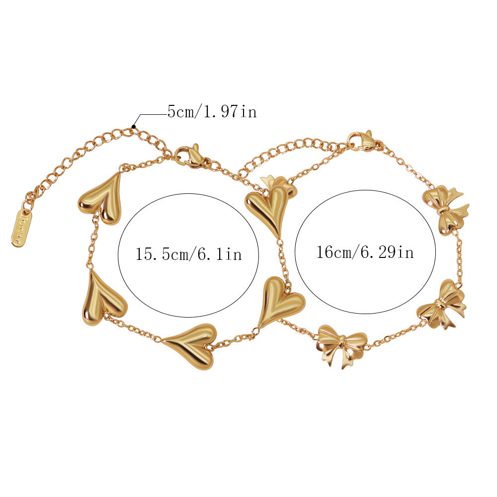 Sweet Heart Shape Titanium Steel Bracelet For Women In Gold, Perfect For Business Occasions