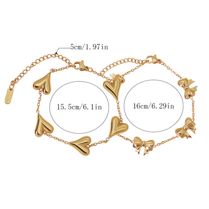 Sweet Heart Shape Titanium Steel Bracelet For Women In Gold, Perfect For Business Occasions