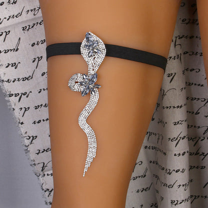 Women’s Silver Alloy Snake Pattern Leg Chain With Rhinestones, Perfect For Party Accessories