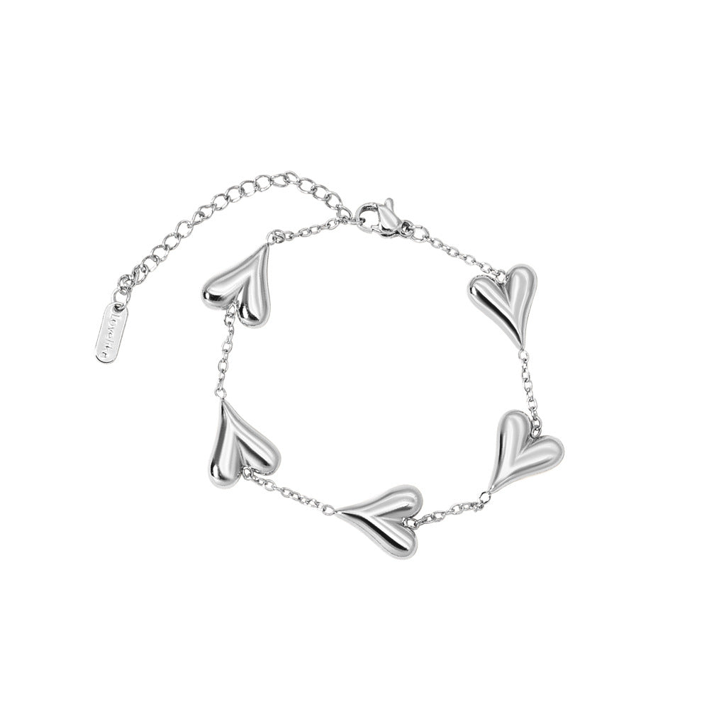 Sweet Heart Shape Titanium Steel Bracelet For Women In Gold, Perfect For Business Occasions
