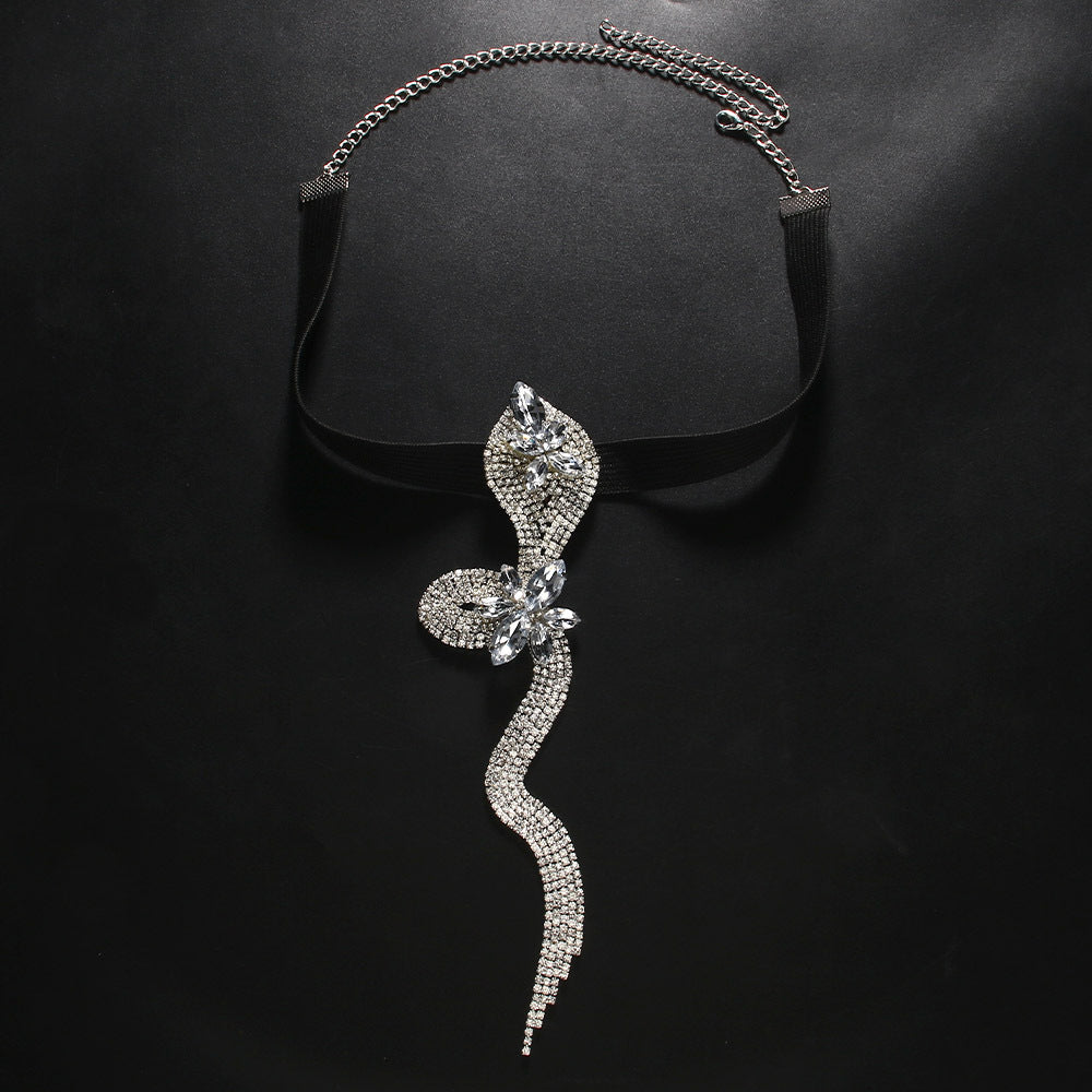 Women’s Silver Alloy Snake Pattern Leg Chain With Rhinestones, Perfect For Party Accessories
