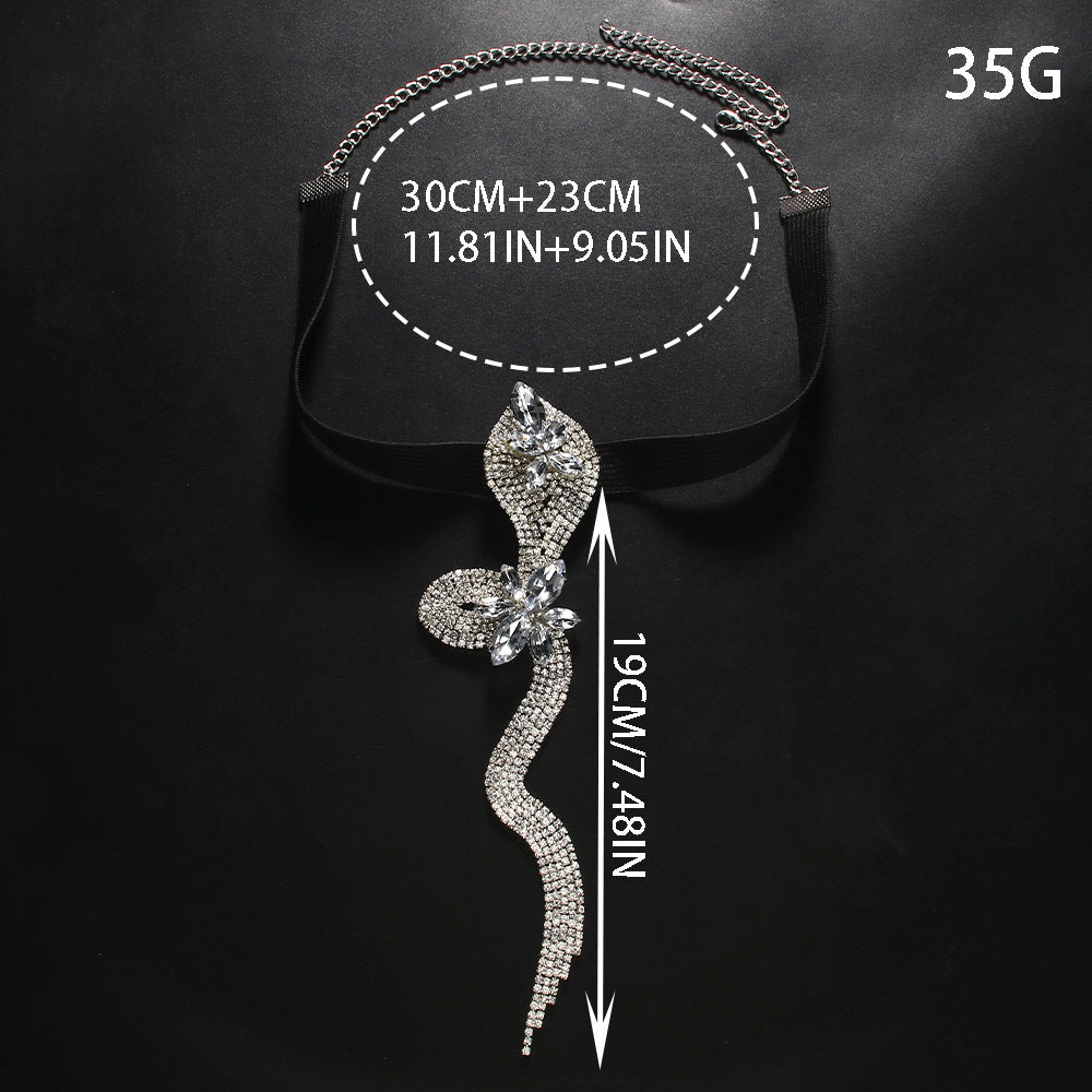 Women’s Silver Alloy Snake Pattern Leg Chain With Rhinestones, Perfect For Party Accessories