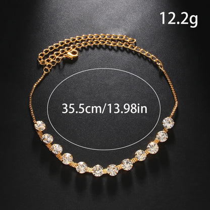 Silver Women's Alloy Anklet With Geometric Pattern And Rhinestone Inlay