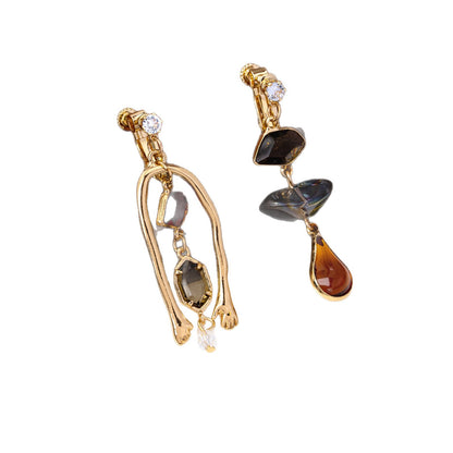 For Women Irregular Tassel Drop Earrings With 925 Sterling Silver Studs In Retro Style, Made Of Zinc Alloy