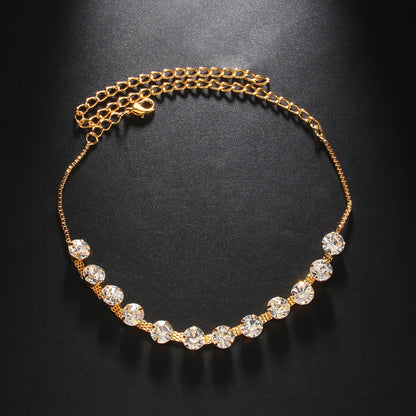 Silver Women's Alloy Anklet With Geometric Pattern And Rhinestone Inlay