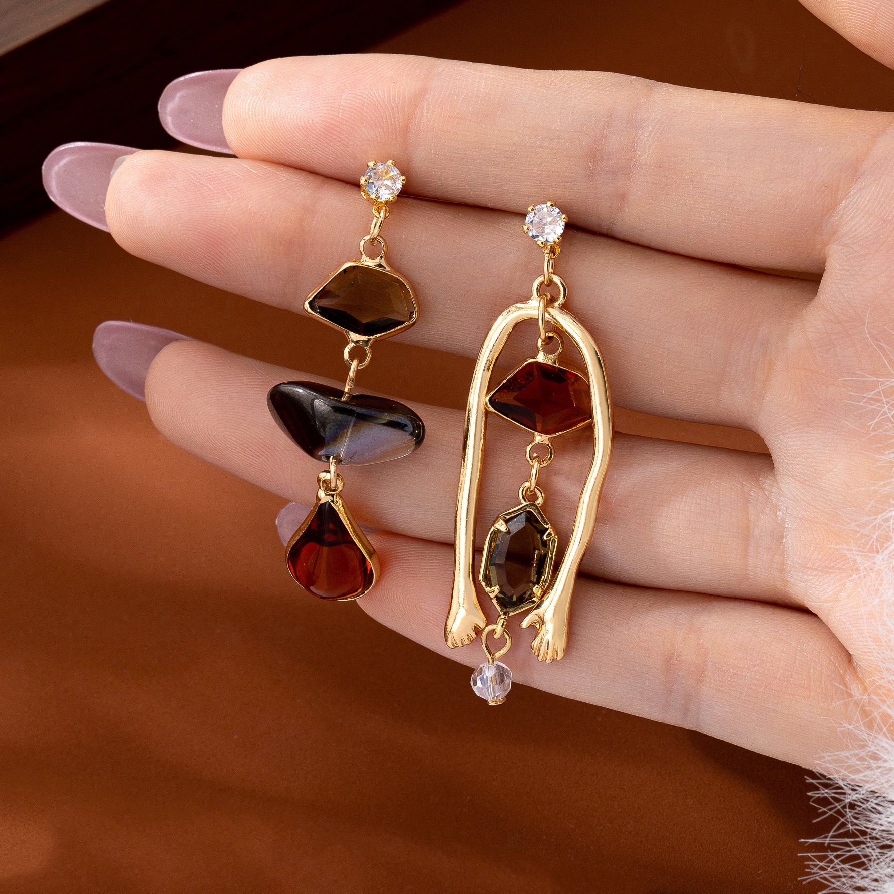 For Women Irregular Tassel Drop Earrings With 925 Sterling Silver Studs In Retro Style, Made Of Zinc Alloy