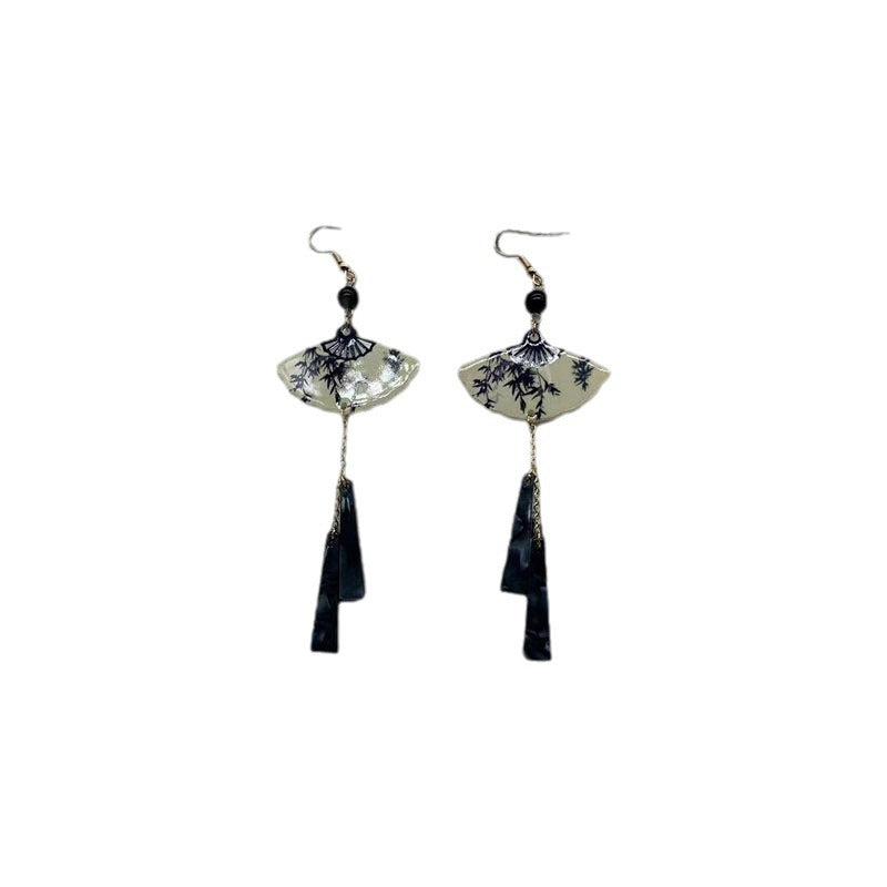Ethnic Style Flowers Tassel Ear Hook Earrings For Women With Copper Ear Pins, Plastic Material
