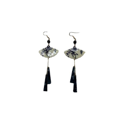 Ethnic Style Flowers Tassel Ear Hook Earrings For Women With Copper Ear Pins, Plastic Material